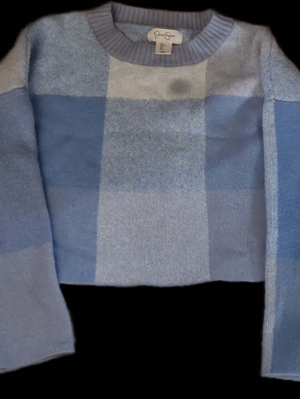 Joie Blue Plaid Crewneck Sweater Crop